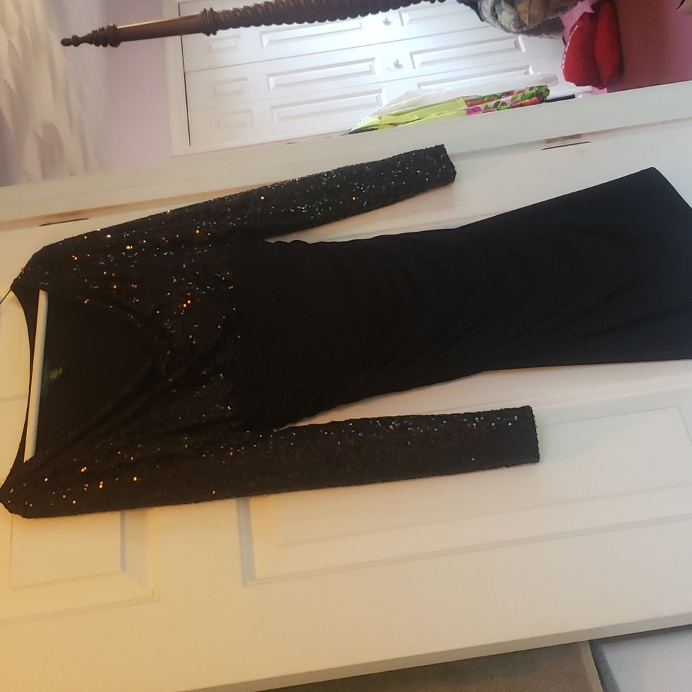 Lauren Ralph Lauren Black Sequin Midi Dress - Picture 3 of 7
